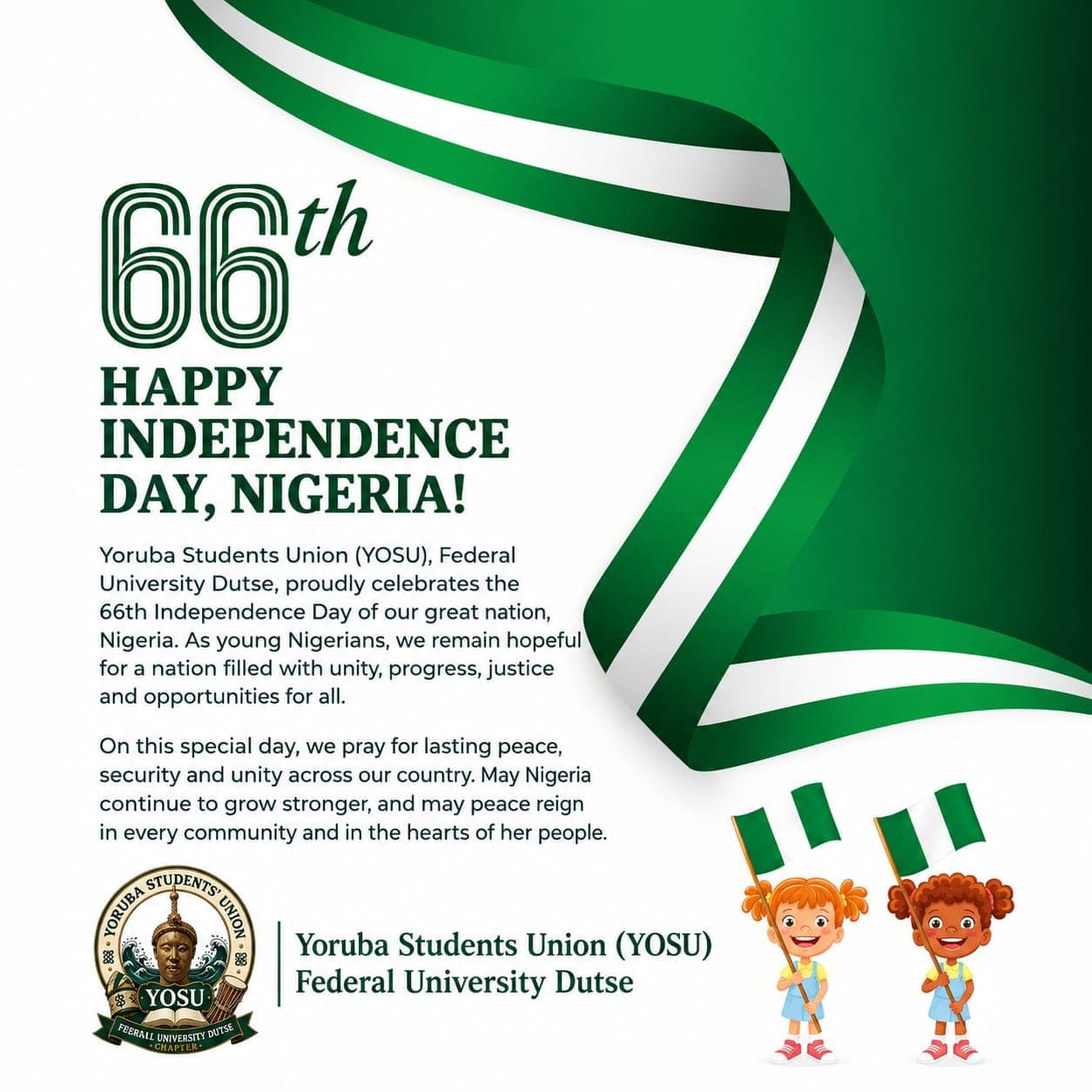 🇳🇬 66 YEARS OF FREEDOM, ONE FUTURE: YOSU CELEBRATES NIGERIA AT 66